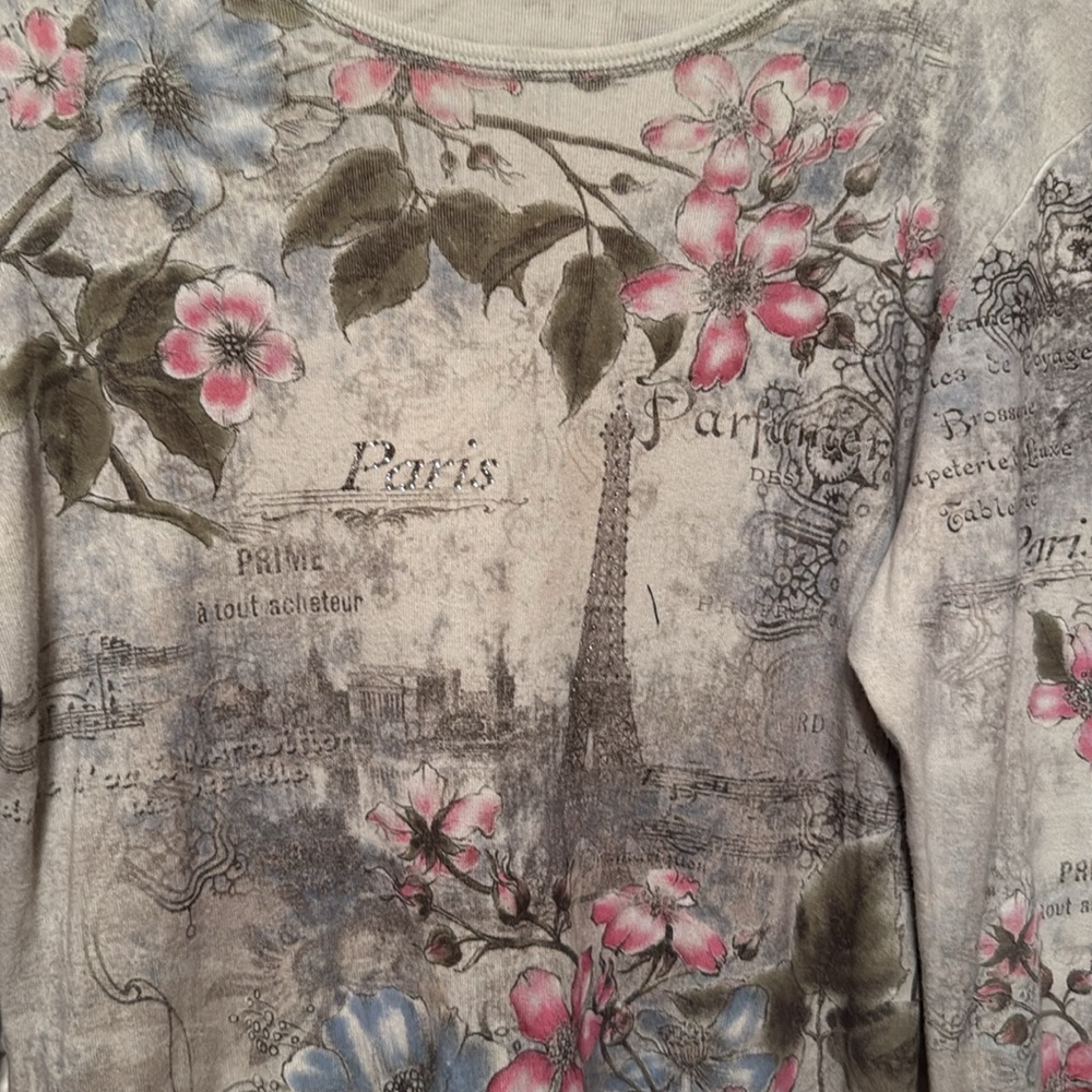 Christopher & Banks Parisian Floral Top - Pink, Blue, Green - Picture 3 of 6